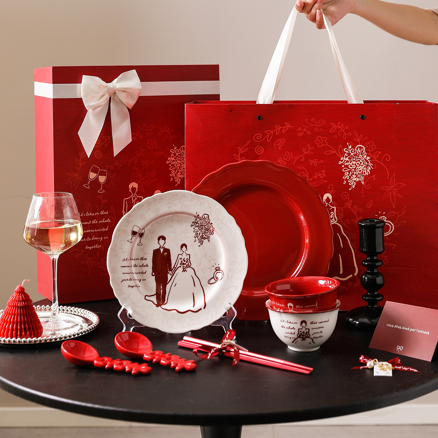 舍里法式新婚餐具礼盒高级感订婚结婚礼物送新人碗碟套装伴手礼