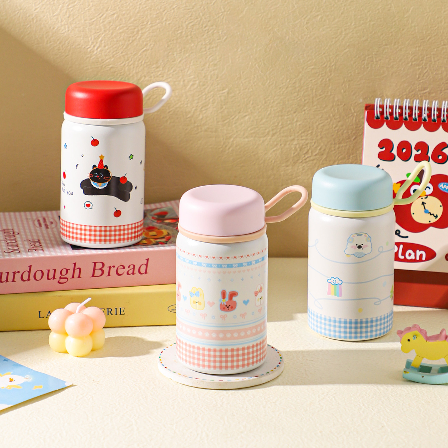 舍里可爱卡通316不锈钢保温杯便携随行杯儿童喝水杯学生上学水壶