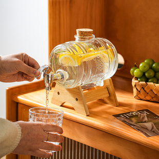 舍里冷水壶带凉水壶家用玻璃饮料桶果茶桶果汁冷饮桶