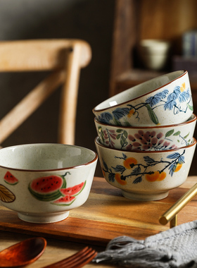 舍里中式米饭碗家用复古陶瓷碗高颜值吃饭碗面碗甜品碗喝汤小碗