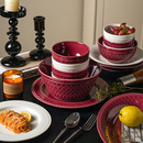 舍里美式 浮雕餐具家用轻奢高级感米饭碗面碗汤碗菜盘餐盘乔迁餐具