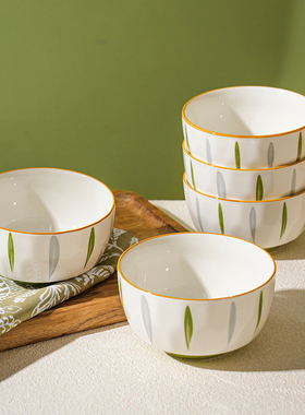 舍里清新釉下彩米饭碗特别好看的餐具小碗家用2024新款陶瓷吃饭碗