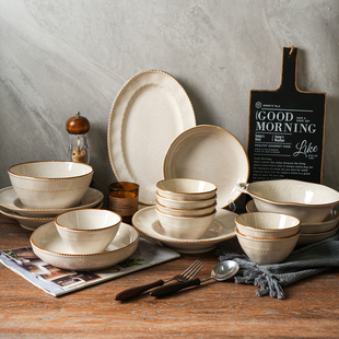 舍里法式釉下彩碗碟套装家用高级感复古窑变餐具乔迁送礼碗盘组合