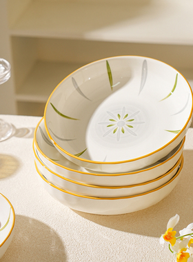 舍里简约盘子菜盘2025新款陶瓷碗碟餐具釉下彩餐盘高级感碟子深盘