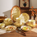 舍里复古轻奢家用陶瓷米饭碗餐具家用釉下彩吃饭碗深盘菜盘子餐盘