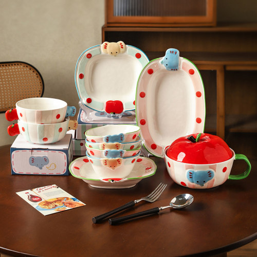 舍里釉下彩卡通陶瓷高颜值米饭碗