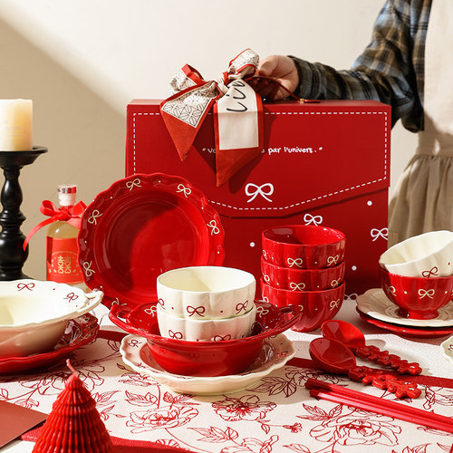 舍里蝴蝶结红色家用餐具伴手礼
