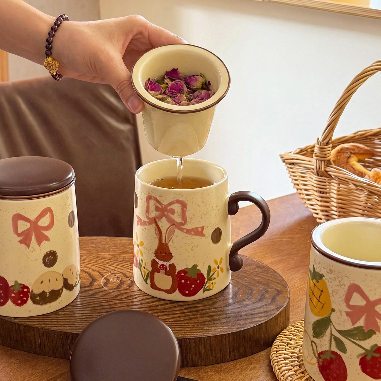 舍里带茶漏茶水杯花茶杯喝水杯图片
