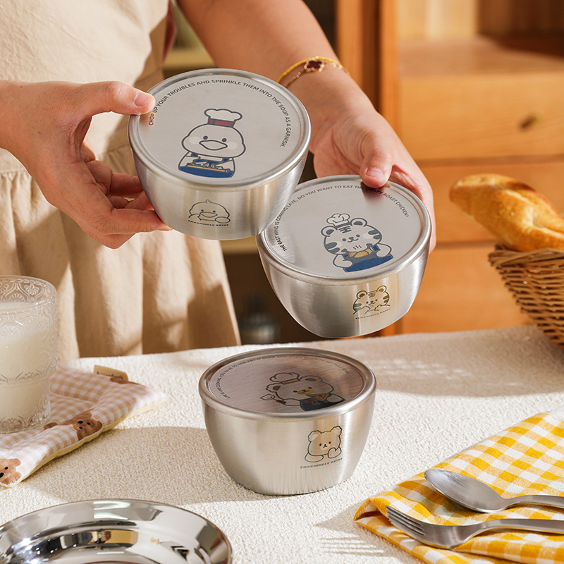 舍里可爱家用不锈钢儿童防烫碗