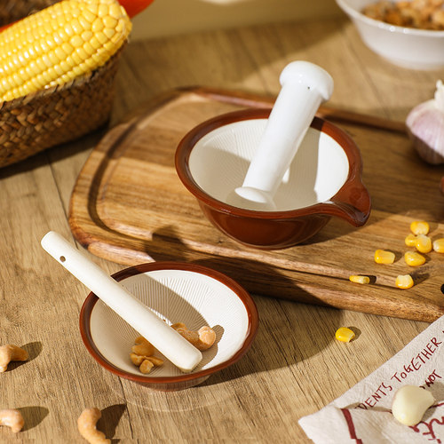 舍里陶瓷研磨碗配研磨棒