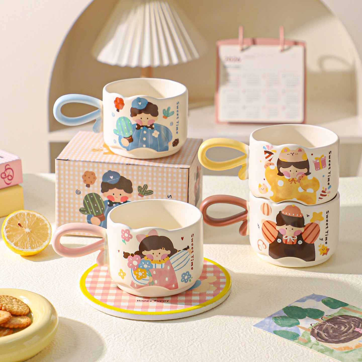 舍里卡通牛奶咖啡杯果汁杯闺蜜杯