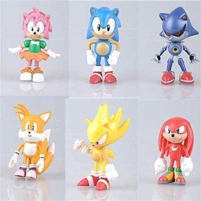 newPOP 6pcs LOT The Hedgehog Super Sonic Characters PVC Fig