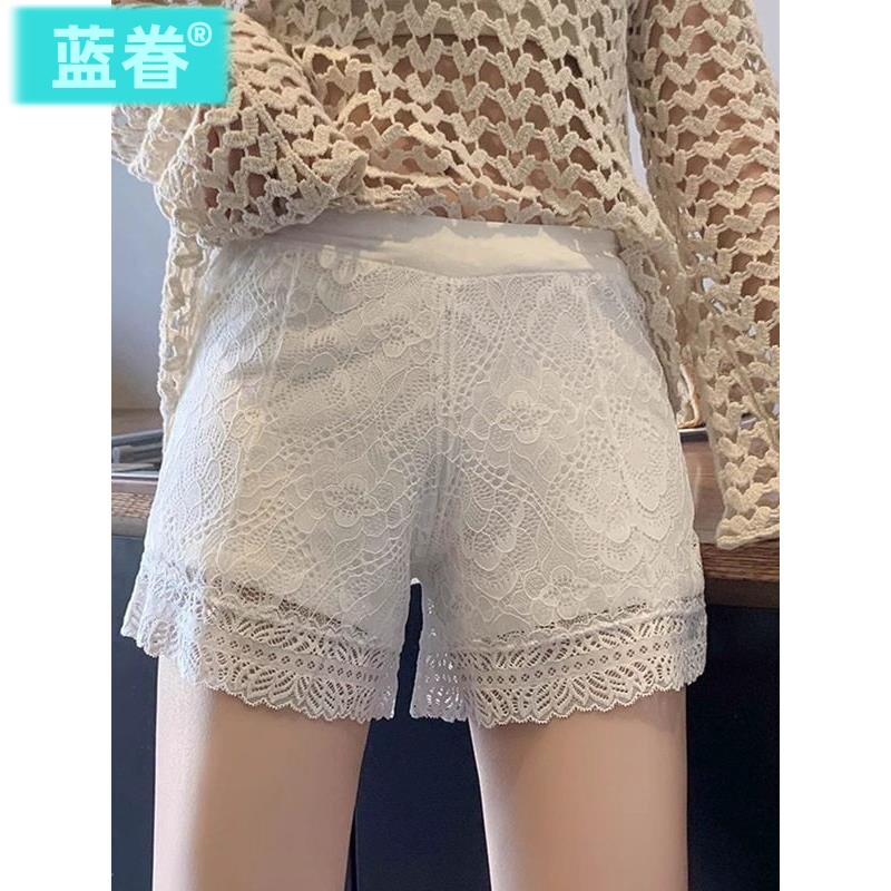白色蕾丝安全裤女防走光夏薄款宽松打底裤不卷边居家可外穿jk短裤