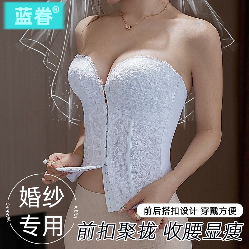 拍婚纱照吊带专用无肩带隐形内衣女防滑聚拢塑身礼服文胸罩抹胸贴