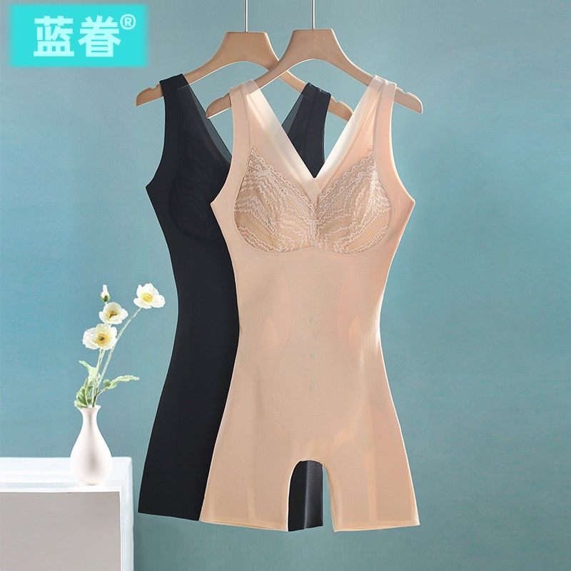 薄款连体塑身衣收腹束腰收肚子免穿文胸后脱式大码美体束身内衣