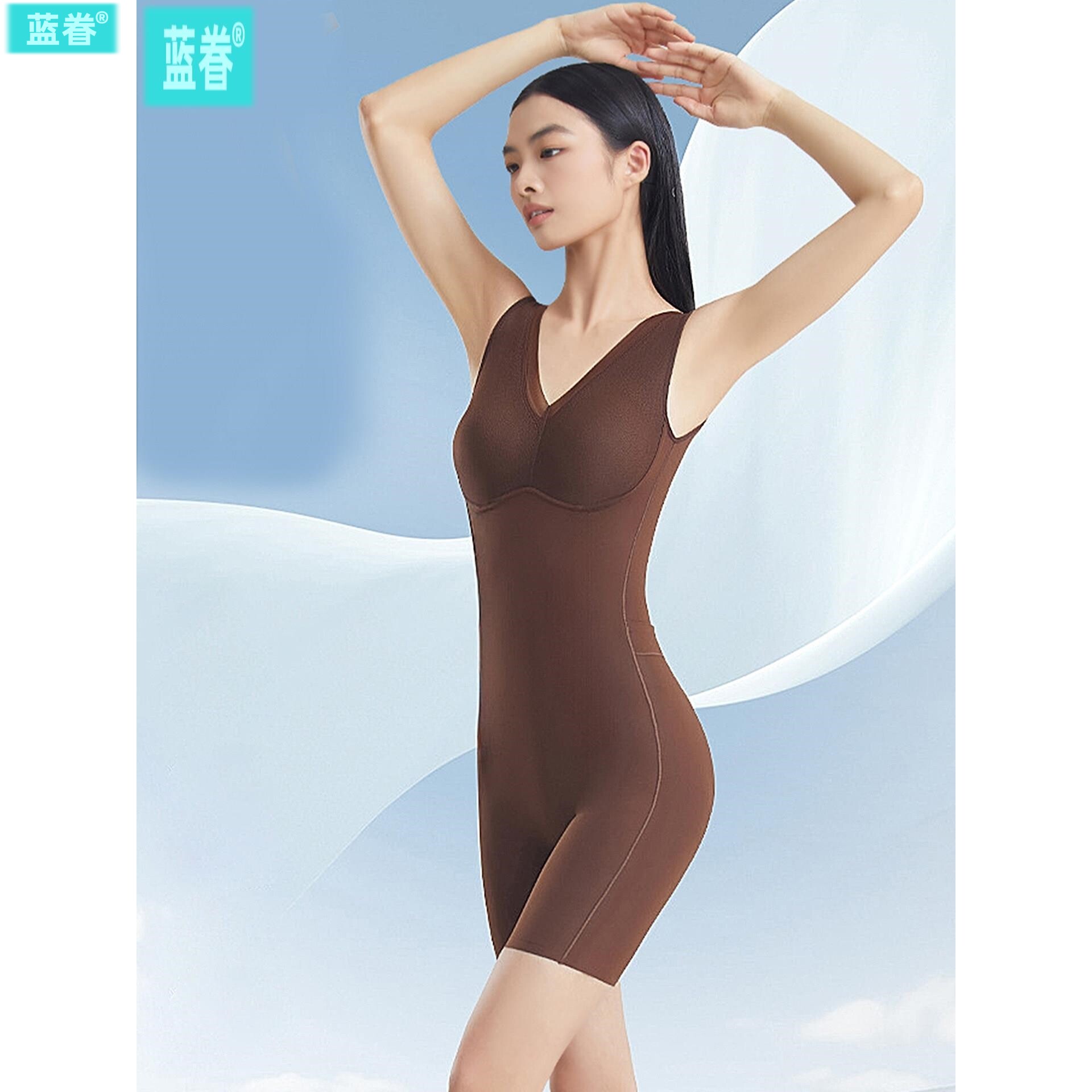 新款抹胸式带胸垫连体塑身衣免穿文胸女后脱式束身衣收腹束腰提臀
