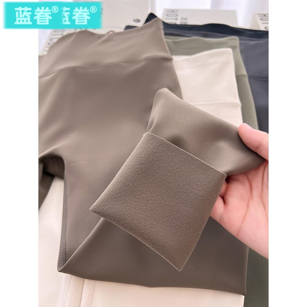 磨毛鲨鱼裤女外穿2026新款秋冬薄绒健美瑜伽裤高腰弹力显瘦打底裤