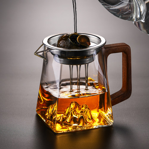 家用加厚耐热高硼硅玻璃公道杯茶水分离不锈钢滤茶器功夫茶过滤茶