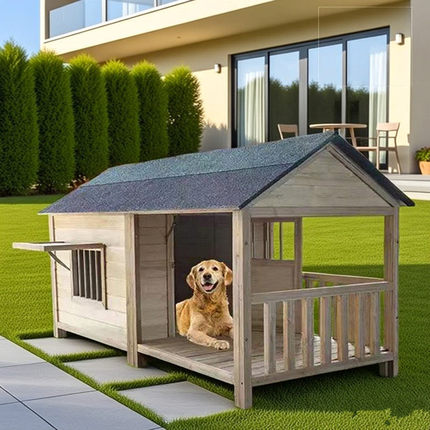 实木狗狗别墅户外犬舍狗笼室外狗窝四季通用木质狗屋防雨宠物庭院