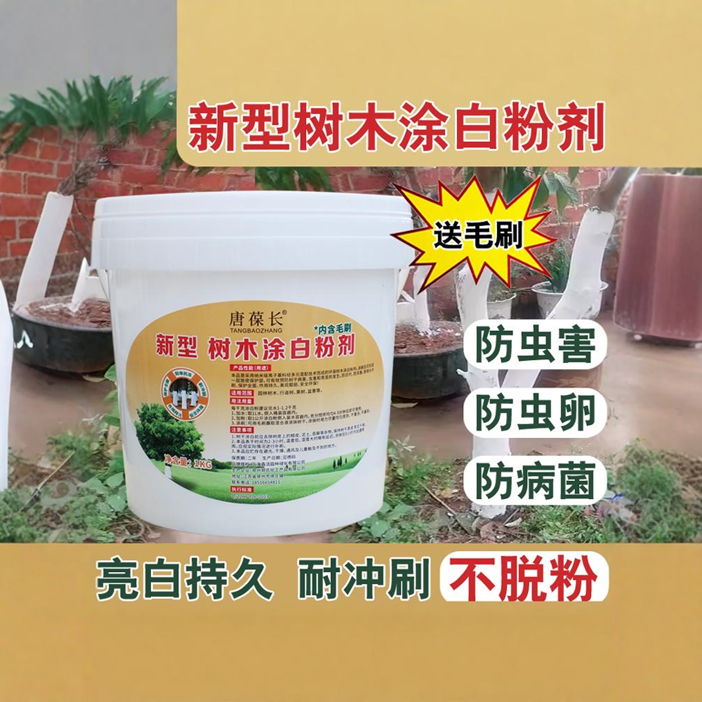 唐葆长树干涂白剂防虫防冻送刷子