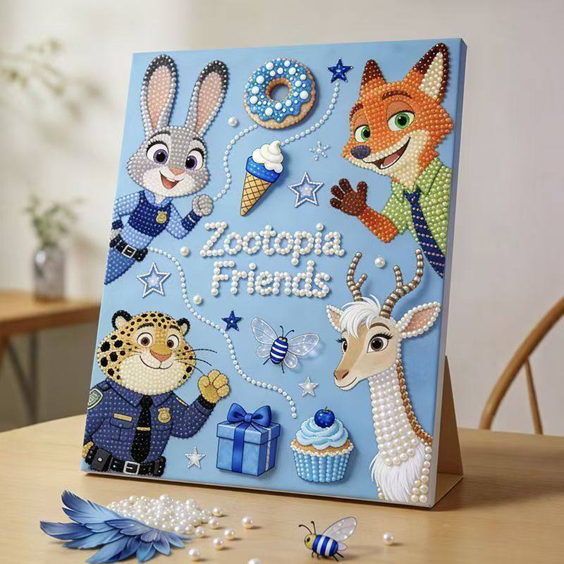 疯狂动物城diy珍珠发财猫手工钻石画珍珠画生日创意摆件闺蜜礼物