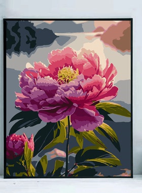 diy花卉填色减压手绘客厅油画