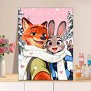 卡通动漫尼克朱迪DIY数字油画礼物油画布丙烯颜料手工装 饰可爱萌