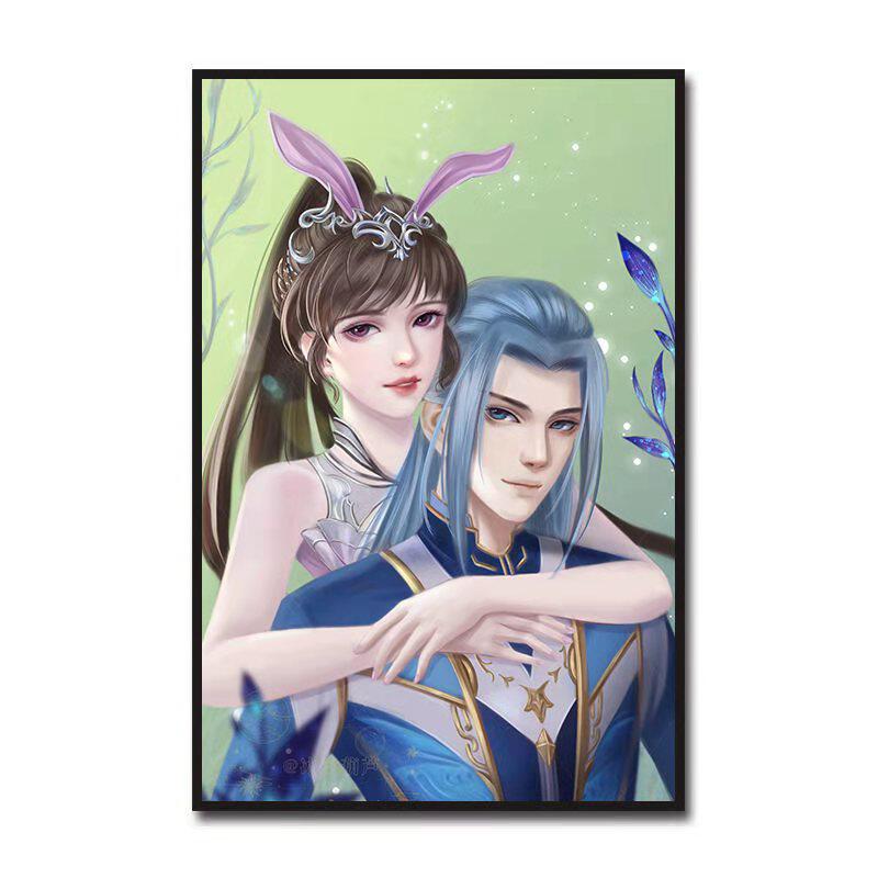 斗罗大陆 唐三小舞国漫动漫数字油画diy手工填色油彩画卧室装饰画