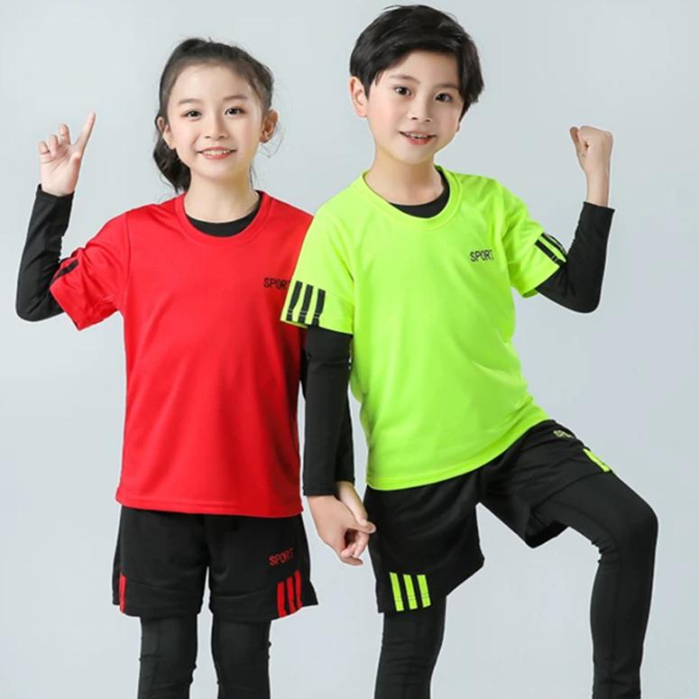 儿童羽毛球服套装男乒乓球网球衣服长袖紧身速干衣女童跑步运动服