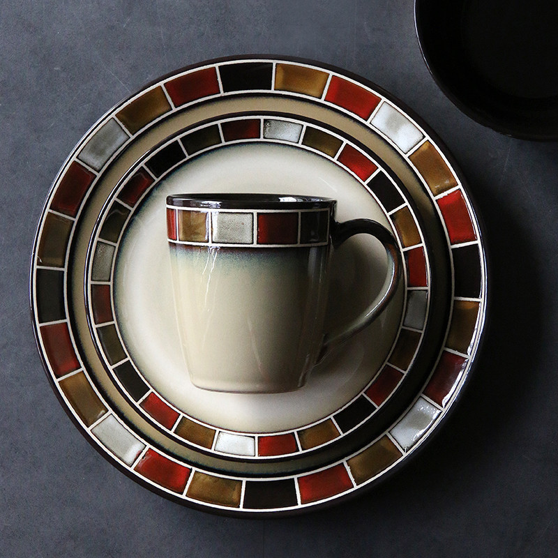 Creative ceramic Western tableware American bowl cup set dinner plate