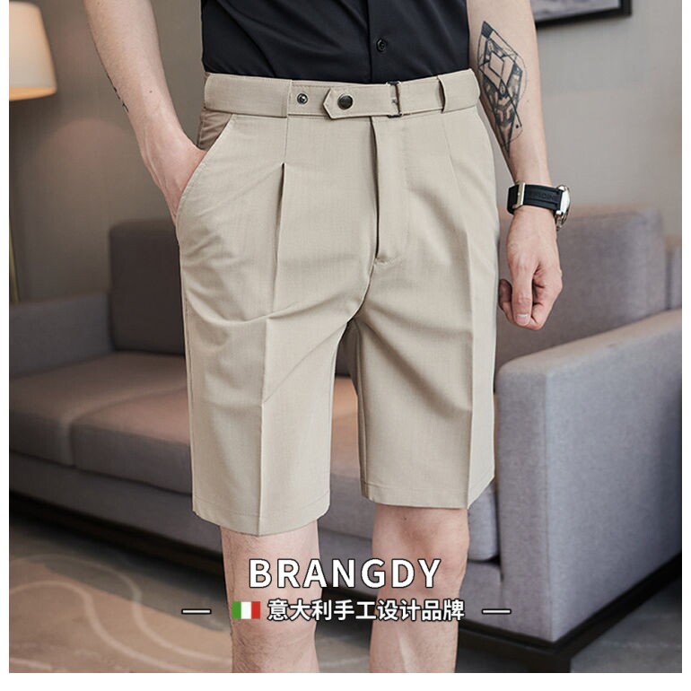 Brangdy意大利夏季休闲西裤男修身短裤夏季商务直筒五分西装裤
