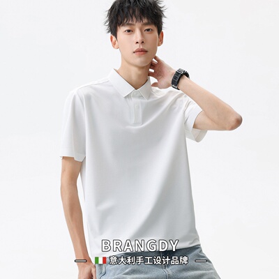 Brangdy意大利凉感冰丝防晒polo衫男士宽松休闲纯色短袖t恤衣服潮