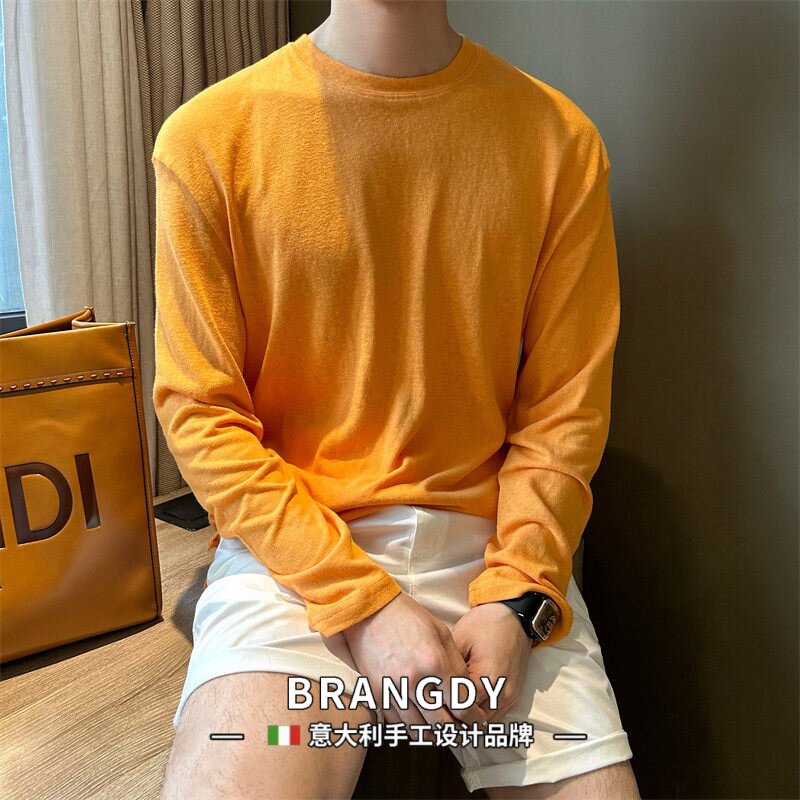 Brangdy意大利韩版宽松长袖防晒t恤户外薄款慵懒风碎花棉T体恤衫