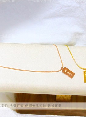 钛钢不掉色小众设计方牌项链