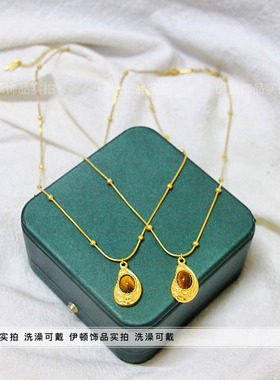 钛钢不掉色美拉德复古虎眼石项链