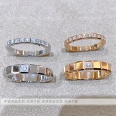 冰块微镶方块锆石情侣对戒 小众明星同款 叠戴戒指 钛钢不掉色