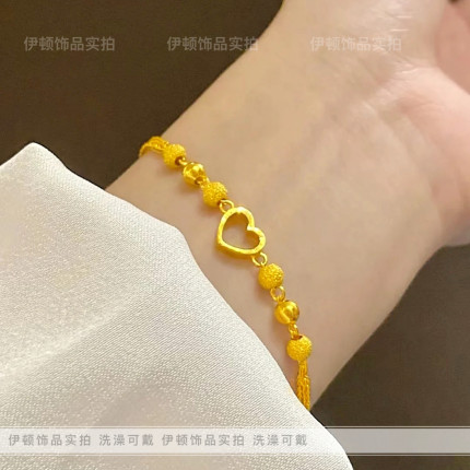【钛钢不掉色】小众设计新款气质百搭磨砂细闪转运珠爱心手链手饰