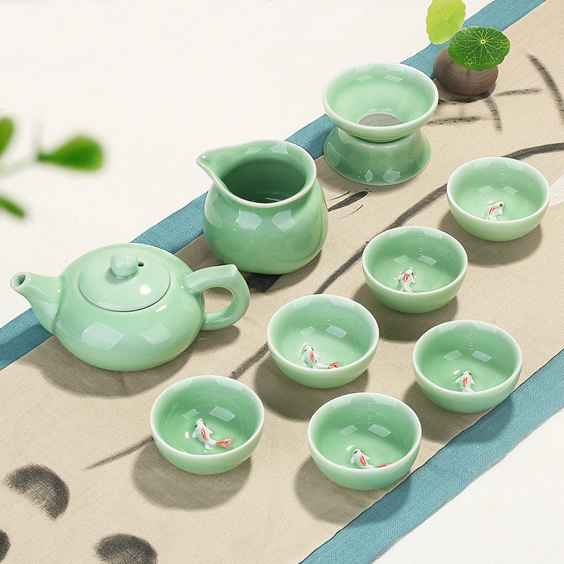 龙泉陶瓷功夫套装家用茶壶仁峰