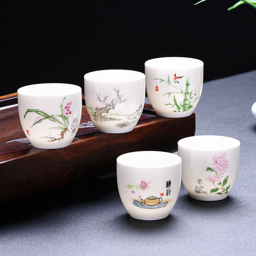 羊脂玉瓷德化陶瓷功夫茶具喝茶杯