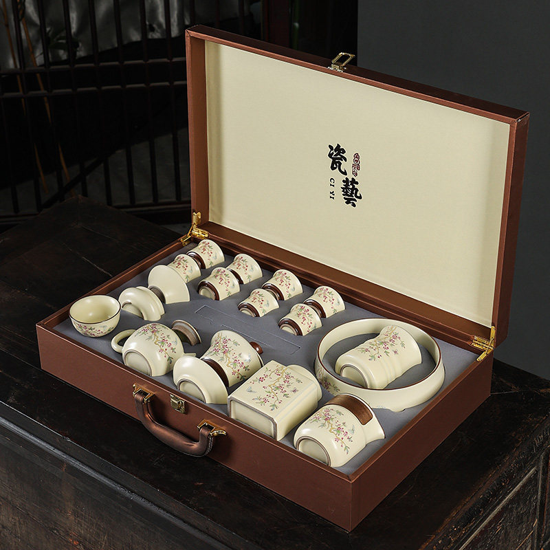 汝瓷功夫茶具套装2026新款轻奢高档高端大气年轻人家用上档次瓷器