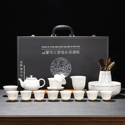 功夫茶具套装2026新款白瓷茶壶悬停盖碗茶杯高档轻奢家用泡茶专用