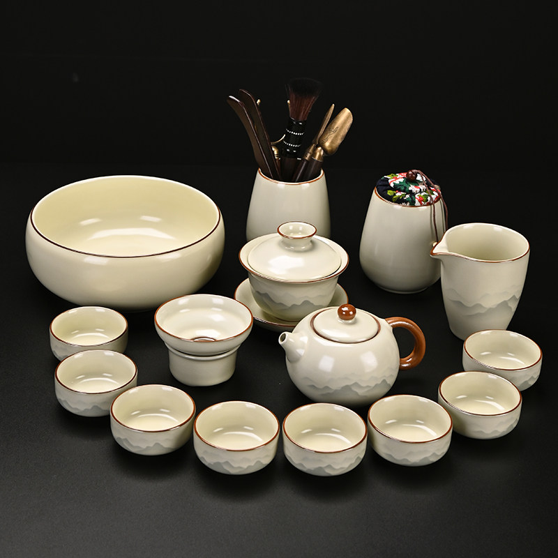 黄汝汝窑功夫茶具套装2026新款年轻人茶杯全套一整套轻奢礼盒包装