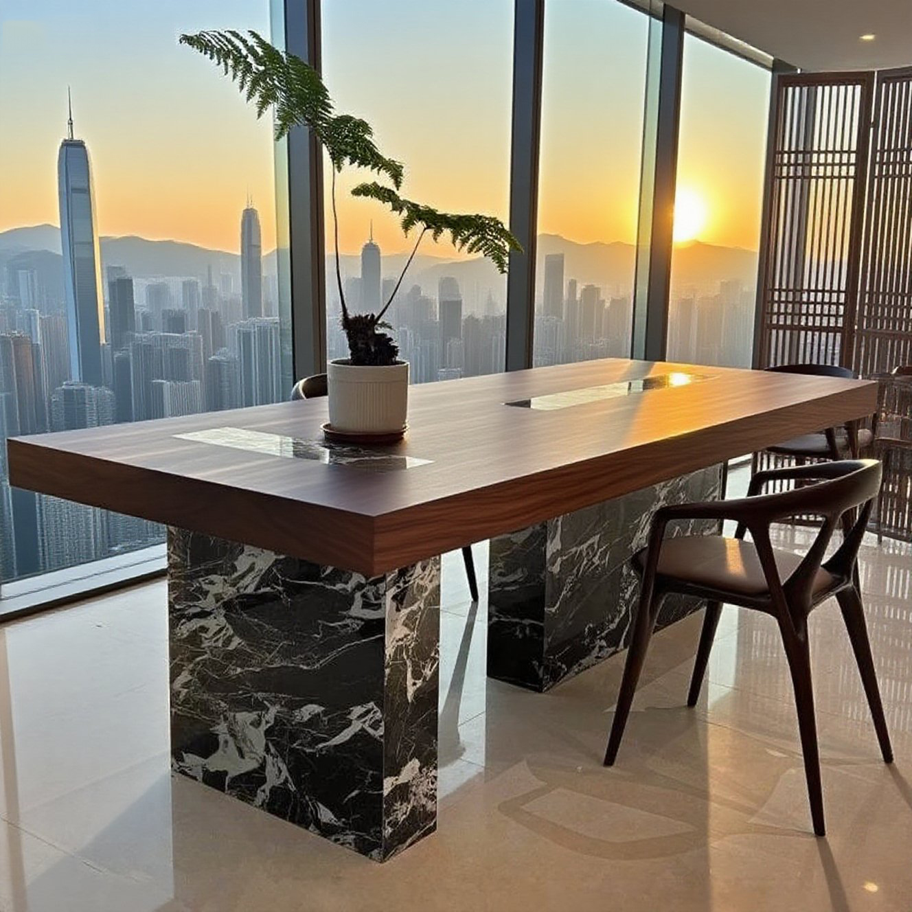 高端定制宋氏美学黑胡桃木泡茶桌茶室民宿别墅茶台设计师同款家具