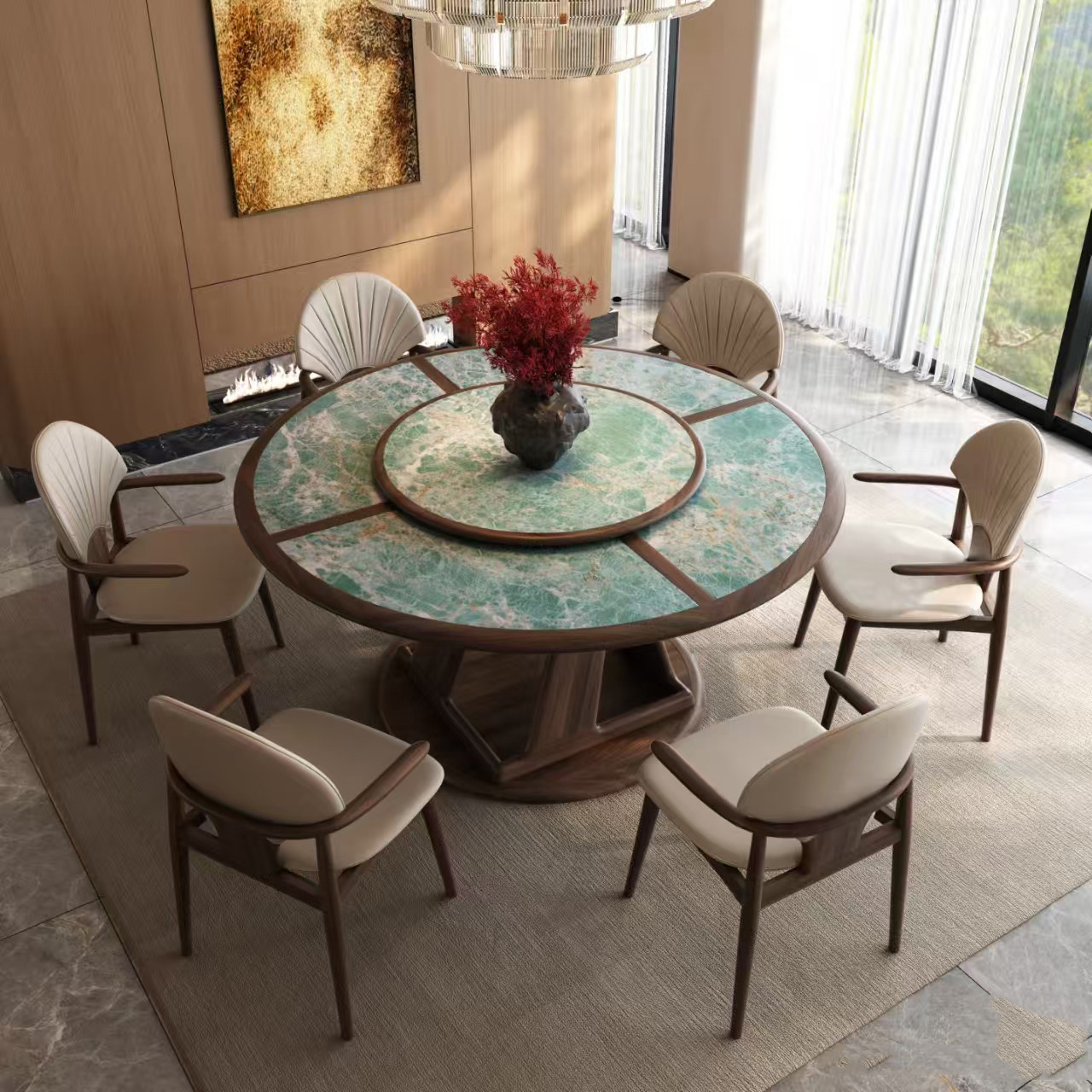 宋式美学黑胡桃木餐桌椅组合岩板高端定制设计师同款餐厅饭桌家具,住宅家具,家用茶台/茶桌,淘宝优惠券,粉丝福利购,淘宝优惠卷