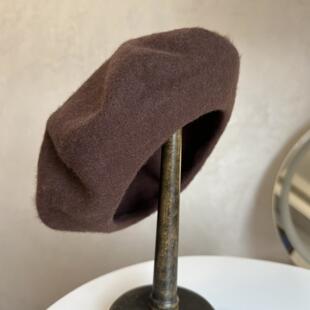 复古咖啡色~郑书意白鹿同款帽子女冬羊毛呢贝雷帽画家帽百搭蓓蕾