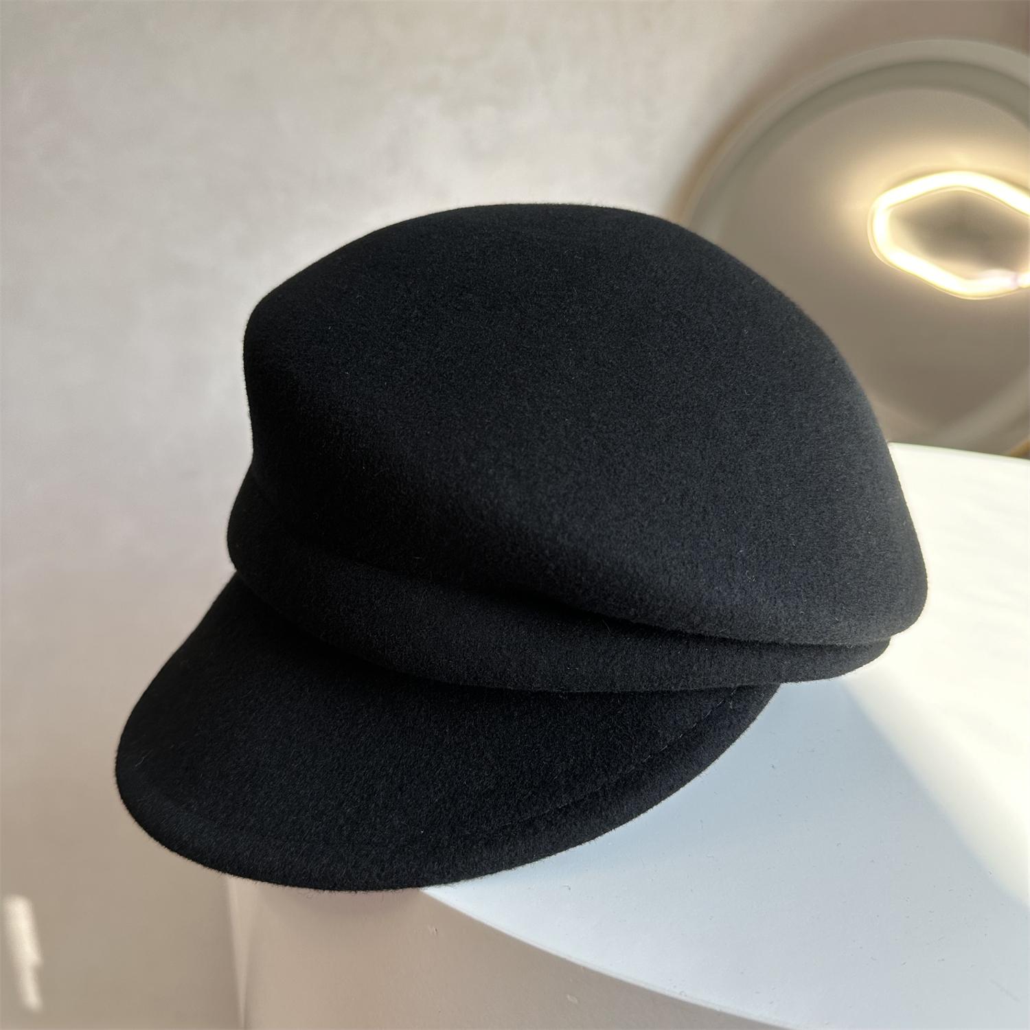 日系羊毛贝雷帽女显脸小毛呢