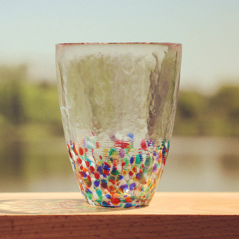 aderia石冢硝子日本津轻手工玻璃杯彩色玻璃水杯防烫茶杯女多巴胺