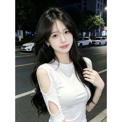 白色轻奢镂空短袖修身显瘦T恤女