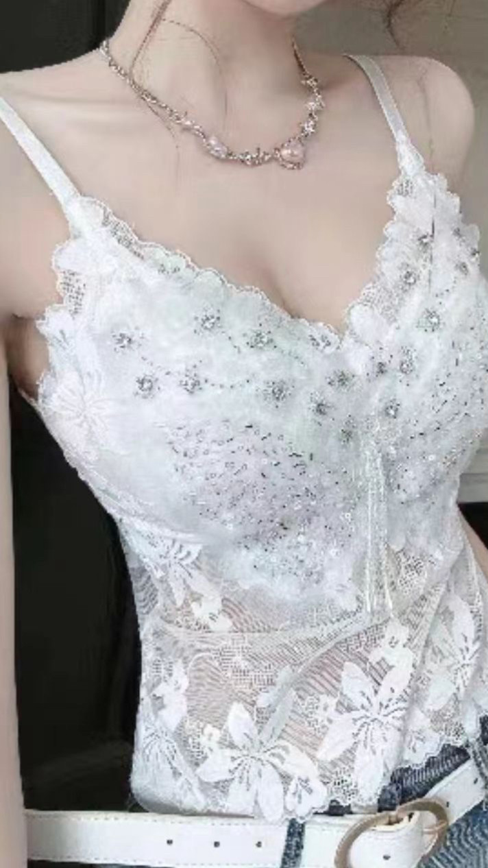 吊带背心女夏季性感蕾丝美背设计感烫钻显瘦漂亮短款内搭时尚上衣,女装/女士精品,背心吊带,淘宝优惠券,粉丝福利购,淘宝优惠卷