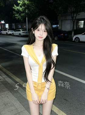 夏季纯欲辣妹披肩短袖短裙三件套